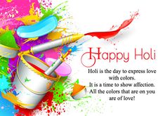 happy holi greeting card with colorful paint