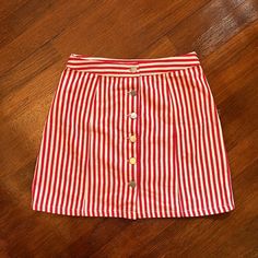 Purchased From Unique Vintage. Beautiful Skirt! Red Lined Beach Skirt, Red Lined Skirt For Beach, Red Lined Skirt For The Beach, Red Lined Skirt Bottoms For Summer, Red Lined Skirt For Summer, Red Mini Skirt For Beach, Red Summer Beach Skirt, Red Fitted Mini Skirt For Vacation, Fitted Red Mini Skirt For Vacation