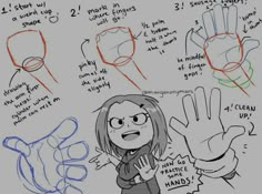 an image of how to draw hands with different expressions and gestures for children's drawings