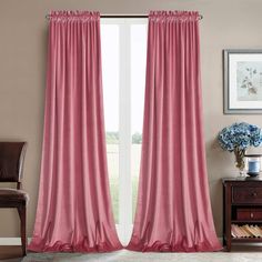 PRICES MAY VARY. Velvet Curtain READY MADE : Each panel measuring 52" W x 84" L; two hanging options; rod pocket and clip rings; With 3-inch inner diameter fit most standard rod LUXURY LOOK : These soft and plush velvet curtains offered in a glimmering effect and sophisticated elegant space LIGHT CONTROL : Curtains enough to completely keep out the 75% SUNLIGHT and UV RAY (dark color works better) ENERGY SMART：Thick heavy thermal insulated curtains block heat & winds; which create a cozy environ Velvet Curtains Bedroom, Pink Velvet Curtains, Orange Curtains, Luxury Room, Velvet Drapes, Pink Curtains, Curtains For Bedroom, Green Curtains, Insulated Curtains