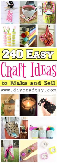 the cover of an easy craft book with lots of crafts and sewing supplies on it