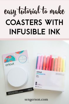 the instructions for how to make coasters with infusible ink