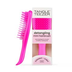 PRICES MAY VARY. All Hair Types: This travel-size Tangle Teezer brush has regular-flex teeth that gently detangle straight to curly strands Innovative Design: Featuring our patented two-tiered teeth technology. The long, flexible teeth detangle, remove knots and reduce breakage, while the short teeth smooth strands, for frizz-free hair Mini Hair Brush: Designed for on-the-go use, this travel hair brush is tough on knots but gentle on your scalp, and easily fits in a purse or gym bag Locks You Lo Pink Tangle Teezer, Mini Hair Brush, Tangle Teezer Brush, Tangle Teezer, Travel Hairstyles, Frizz Free Hair, Detangling Brush, Hair Breakage, Frizz Free