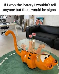 Novelty Coffee Table, Garfield Coffee Table, Weird Furniture Living Room, Home Decor That Looks Like Food, Cute Home Furniture, Weird Furniture Coffee Tables, Weird Coffee Table, Whimsigoth Coffee Table, Cat Coffee Table