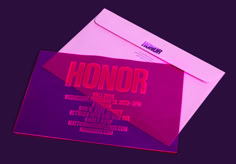 two envelopes with the word honor printed on them