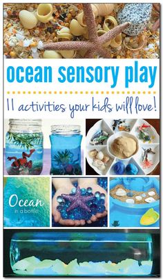 an ocean play book with pictures and words on it