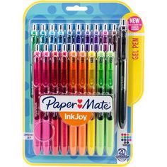 paper mate inkjoy gel pen set in a plastic case with assorted pens and markers