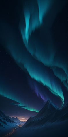 the aurora lights shine brightly in the night sky