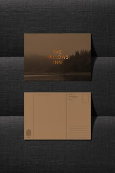 two envelopes with the words the wild winds inn printed on them, sitting next to each other