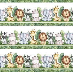 a wallpaper with animals and zebras in the jungle on it's borders