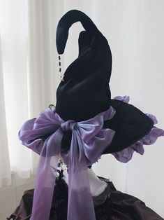 Size Free Size Height 60 Length 55 Width 43 Witch Hat Costume Diy, Kawaii Witch Hat, Witch Hats Costume, First Halloween Costumes, Victorian Halloween, Wizard Hat, Clothing Reference, Gothic Witch, Witch Hats