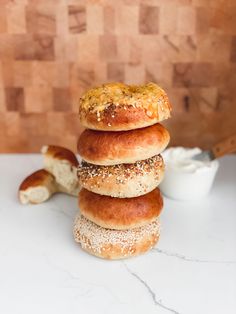 four bagels stacked on top of each other