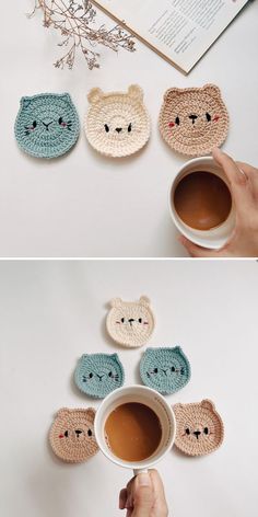 crocheted coffee cup cozyies are the perfect gift for someone who loves to knit