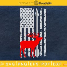 an american flag with a red deer on it