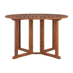 a wooden table with two legs and a round top on an isolated white background photo