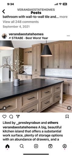 an image of a kitchen with wood cabinets and granite counter tops on the bottom right side