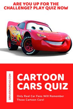 the cartoon cars quiz is on display in this ad for children's play quiz