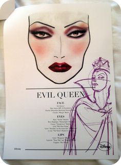 Evil Princess Makeup, Queen Grimhilde Makeup, The Evil Queen Makeup, Evil Queen Makeup Tutorial, Evil Queen Illustration, Mac Face Charts, Theatre Makeup, Makeup Face Charts, Scary Halloween Costumes