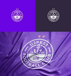 the logo for upper west football club is shown in purple and white colors, with stars on