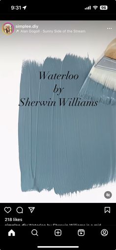 a paintbrush with the words waterloo by sheren williams on it's screen