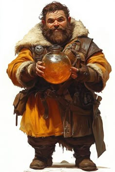 a man with a beard holding a bowl in his hands