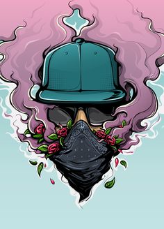 Urban Vibes on Behance Mask, Flowers, Pink, Blue, Art