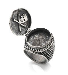 "COBRA AND ANCHOR" POISON RING - AMEDEO Poison Ring, Signet Rings, Black Rhodium, Signet Ring, Black Diamond, Locket, Hand Carved, Jewelry Collection, Ring Size