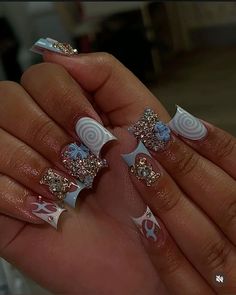 Hard Nails Short, Clean Aesthetic Nails, Short Set Acrylic Nails, Street Wear Nails, Light Blue Acrylic Nails, Tapered Square Nails Short, Cute Duck Nails