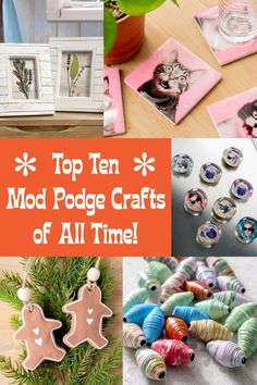 the top ten mad podge crafts of all time are featured in this collage