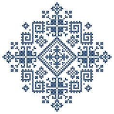 a cross stitch pattern in blue and white