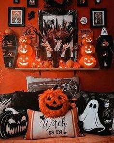 a living room filled with lots of halloween decorations