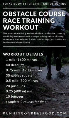 a poster with the words obstacle course running workouts and instructions for runners to run