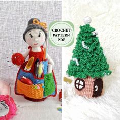 crochet pattern for a doll with a christmas tree on top