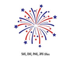 a red, white and blue firework with the words svg dxf png