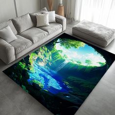 a living room area rug with an underwater view