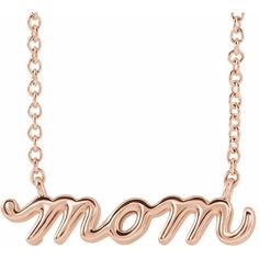 Classic "mom" necklace Classic "mom" cursive script necklace plain gold Pendant dimensions 18.35x5 mm 18 inch cable chain Plain Gold Pendant, Script Necklace, Personalised Necklace, Mama Necklace, 14k Yellow Gold Necklace, Rose Gold Chain, 14k Gold Necklace, Mom Necklace, Yellow Gold Chain