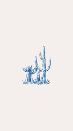 a drawing of two cactuses in the grass