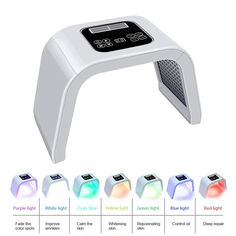 an electronic foot restor with five different colors and options to choose from, including white light