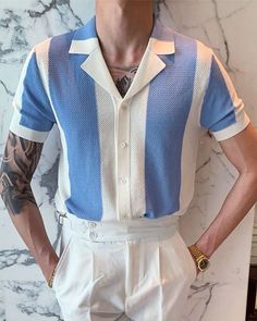 Weird Outfits, Man Streetwear, Riviera Style, Summer Board, Knitted Polo Shirt, Knitted Polo, Soft Luxury, Luxury Men, Streetwear Men