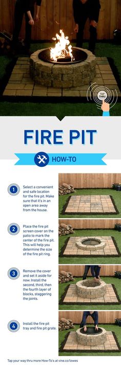 the fire pit is shown with instructions for how to build it and how to use it