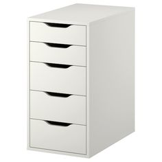 a white filing cabinet with four drawers