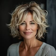 80 Trendy and Timeless Hairstyles for Women Over 50. Number 55 Is Not What You Expect - Latest & Trendy Nail Designs Long Blonde Curls, Shaggy Cut, Shaggy Layers, Timeless Hairstyles, Blonde Layered Hair, Chubby Face, Chic Haircut, Trendy Nail Designs, Messy Bob Hairstyles