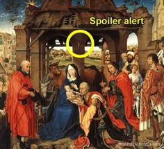 an image of a painting with the word spoiler alert in it's center