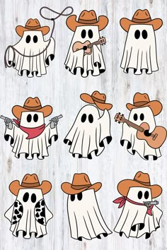 the ghost is playing guitar and wearing cowboy hats