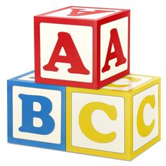 two blocks with the letters abc and c on each block are stacked up in different colors