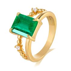 PRICES MAY VARY. DAZZLING ELEGANCE:The gold ring with simulated emerald cut stone features a simple, elegant, setting that has a vintage look and feel. Emeralds, as birthstones, can bring luck and happiness.Adorn your finger with the mesmerizing beauty of our Gold Emerald Ring. Its brilliant golden hue perfectly complements the vibrant simulated emerald, creating a captivating and eye-catching piece. PREMIUM QUALITY: The gold band is made in high-quality environmental protection brass, 14K gold Gold Rings Band, Gold Emerald-cut Birthstone Ring With Gemstone, Gold Emerald-cut Emerald Ring For May Birthstone, Gold Emerald-cut Cubic Zirconia Birthstone Ring, Elegant Multi-stone Emerald Ring In 14k Gold, 14k Gold Multi-stone Emerald Ring As A Gift, Rings Stacking, Ring Cuts, Emerald Rings