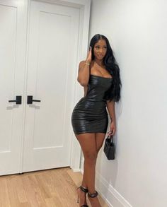 Sexy New Women Lowcut Sleeveless Backless Solid Bodycon Club Party PU Dress | eBay Elegant Bodycon Dress, Backless Dress Short, Bodycon Cocktail Dress, Mini Tube Dress, Strapless Bodycon Dress, Leather Mini Dress, Looks Black, Backless Mini Dress, Leather Dress