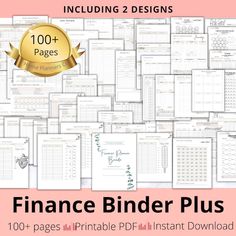 the finance binder plus bundle includes two pages, including one for each page and three for