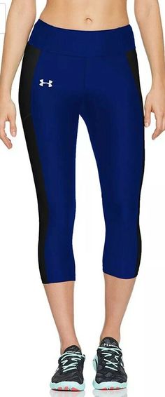 New With Tags Women's Under Armour Heatgear Speed Stride Capri Tight Style: 1321447 574 Color: Blue/Black Retail: $45.00 Size: Small Specifics: Compression: Ultra-tight, second-skin fit for a locked-in feel. Super-light HeatGear® fabric updated to deliver superior coverage & support Material wicks sweat & dries really fast 4-way stretch construction moves better in every direction Anti-odor technology prevents the growth of odor-causing microbes Ergonomic flatlock seams deliver a comfortable, ch Casual Blue Capris For Sports, Sporty Blue Yoga Capris, Sporty Blue Capris For Yoga, Casual Blue Yoga Capris, Casual Blue Capris For Yoga, Under Armour Blue Workout Activewear, Blue Under Armour Activewear For Workout, Blue Under Armour Workout Activewear, Blue Athleisure Workout Capris