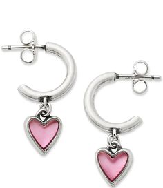 From James Avery, these ear posts feature:Delicate sterling silver hearts are set with layered pink sapphire and mother-of-pearl gemstones, adding a pop of pink to any style or occasion. These James Avery earrings pair beautifully with the Sweetheart Gemstone Necklace or Ring. Sterling silverApprox. 6.4 x 6.4 x 2.75 mm Lab-created Pink Sapphire and Mother of Pearl DoubletThese stones have been layered to achieve a unique color Pink Nickel-free Huggie Jewelry, Pink Heart Charm Huggie Jewelry, Pink Sterling Silver Hypoallergenic Hoop Earrings, Pink Huggie Jewelry With Heart Charm, Pink Hypoallergenic Sterling Silver Hoop Earrings, Pink Huggie Pierced Jewelry, Pink Huggie Heart Earrings, Adjustable Pink Huggie Jewelry, Pink Adjustable Huggie Jewelry